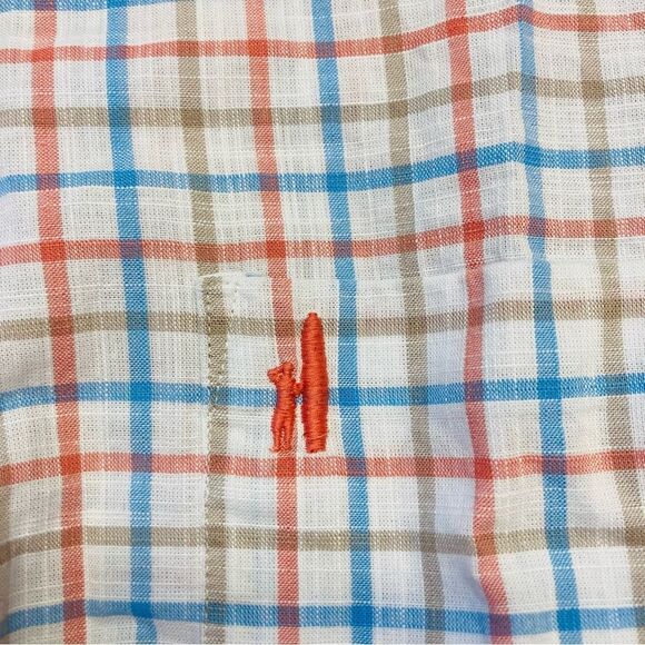 Johnnie-O Button Down Shirt Mens Size M Medium Hangin Out Plaid Check Calypso - Picture 4 of 6